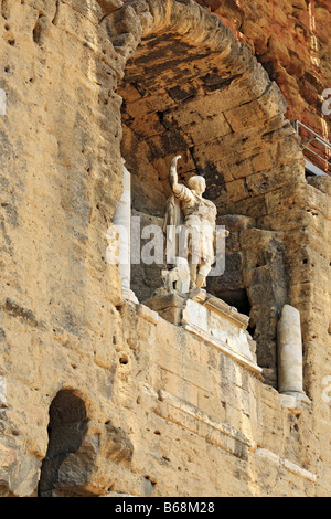 Statue of Caesar in Roman theater, UNESCO World Heritage Site, Orange, Vaucluse, Provence, France Stock Photo