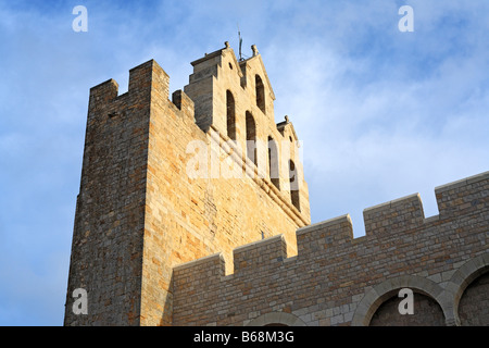 Romanesque architecture, Fortified church (12 century), Saintes Maries de la Mer, Languedoc Roussillon, France Stock Photo