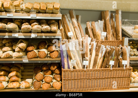 Bread for sale in a supermarket Stock Photo