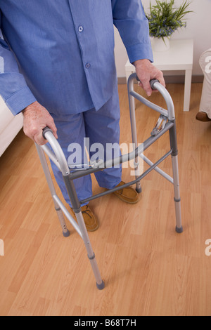 Senior man with on walker, low section Stock Photo