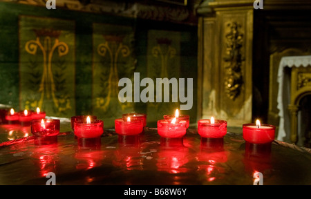 Candles in Notre Dame des Anges Church, Collioure, Pyrennees-Orientales, France Stock Photo