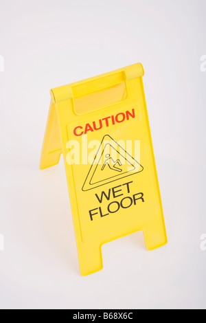 Wet floor warning sign Stock Photo