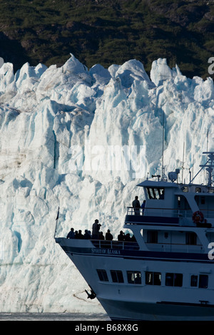 USA Alaska Glacier Bay National Park Cruise West MV Spirit of Alaska cruise ship near Margerie Glacier in early morning light Stock Photo