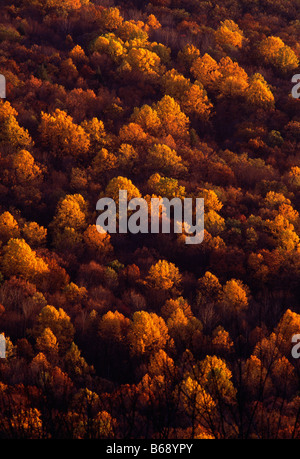 FALL COLORS ON KITTATINNY MOUNTAIN VIEWED SOUTH FROM RT 611 NEAR STROUDSBURG, POCONO MOUNTAINS, PENNSYLVANIA, USA Stock Photo