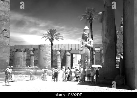 Colossus of Ramses II (infrared photograph) in the forecourt of the Karnak Temple Stock Photo