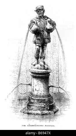 The Little Goose Man Fountain Nuremberg Germany 19th Century Illustration Stock Photo