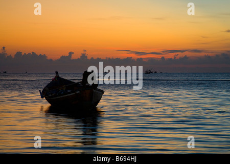 Fishing Boat at Dawn, Hua Hin, Thailand Stock Photo