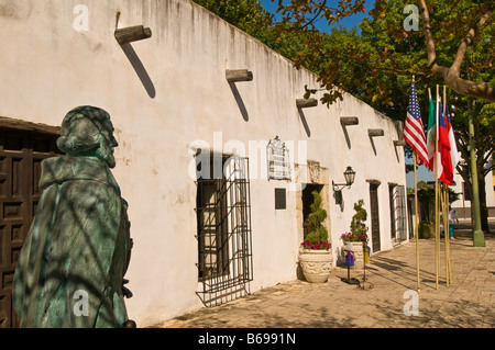 Spanish Governors Palace conquistador statue six flags entrance exterior San Antonio Texas TX city landmark Stock Photo