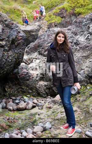 Portrait of a young woman at Lizard in Cornwall, England Stock Photo