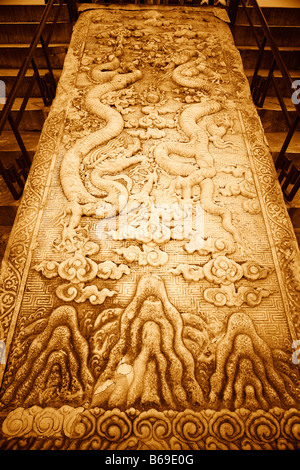 Low angle view of sculptures carved on a column, Temple Of Heaven, Beijing, China Stock Photo