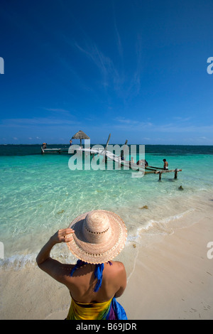 Mexico, Puerto Morelos. Quintana Roo, Broken down wharf. Tourist Stock Photo