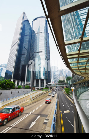 Traffic on the road, Des Voeux Road, Hong Kong Island, China Stock Photo