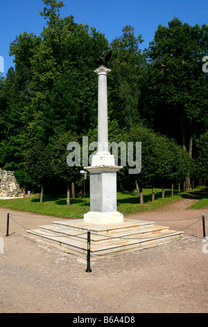 Alexander I Column at the 18th century Archangelskoye Estate near Moscow, Russia Stock Photo