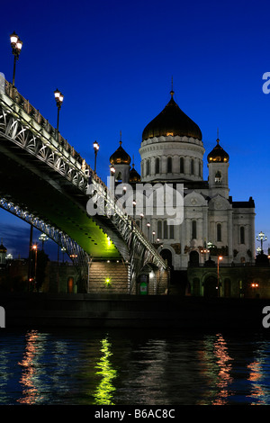 The Patriarch's Bridge and the Cathedral of Christ the Saviour in Moscow, Russia Stock Photo