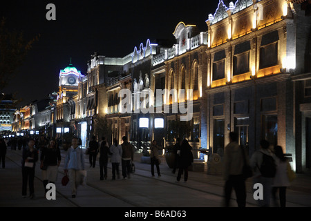 China Beijing Qianmen Street at night Stock Photo