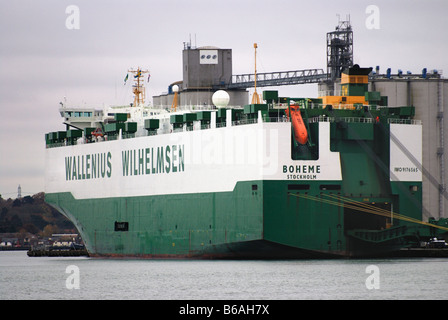 The cargo ship Boheme loading at Southampton docks Stock Photo