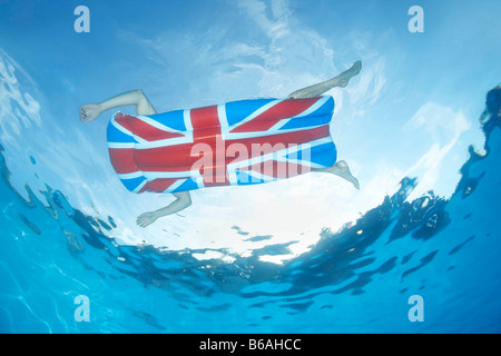 Underwater view of man in pool Stock Photo