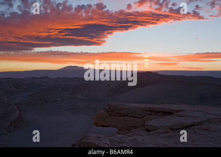 Sunset over Valle de la Lune (Valley of the Moon), Atacama, Chile Stock Photo