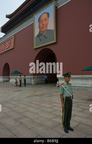 Mao Zedond Poster in Tiananmen Square Stock Photo