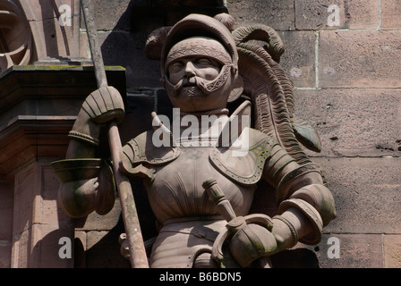 sculpture of a medieval knight in armour over the entrance to Heidelberg Castle