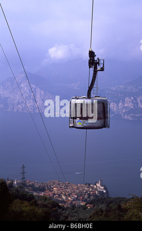 The Monte Baldo Cable Car with a view overlooking Malscesne, Verona, Veneto, Italy. Stock Photo