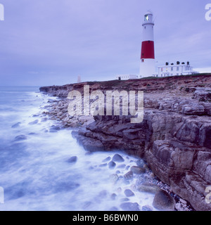 Lighthouse at Portland Bill at dawn, Isle of Portland, Dorset, England Stock Photo