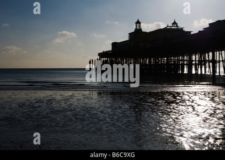 UNITED KINGDOM, ENGLAND, 9th December 2008. The pier at Hastings in silhouette in the low winter sun. Stock Photo