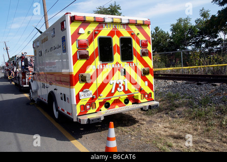 The rear of the Montgomery County Fire Department ambulance Stock Photo