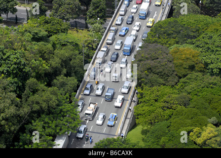 RUSH HOUR TRAFFIC IN SINGAPORE Stock Photo