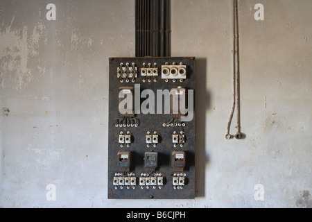 Africa Namibia Kolmanskop Electrical board and fuses inside building in ghost town of abandoned diamond mining town Stock Photo