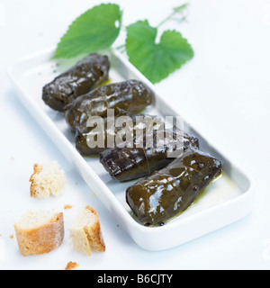 Close-up of warak enab on tray Stock Photo