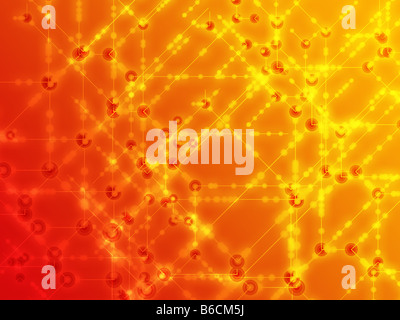 Abstract illustration of technical data nodes and flows Stock Photo