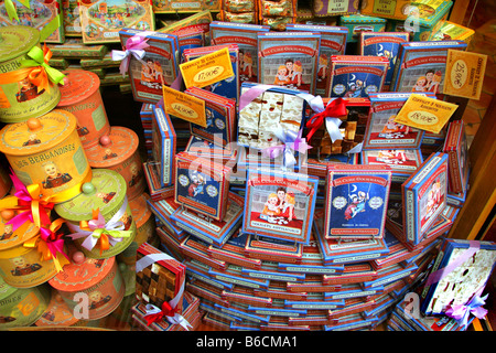 Sweets and confectionery in a shop window in Metz, France. Stock Photo