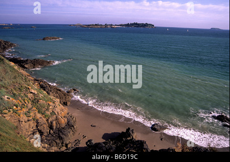 islet of hebihens near village of saint jacut de la mer coast of cotes d armor region of brittany france Stock Photo