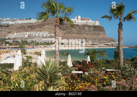 Gran Canaria: Hotel Rui Vistamar Overlooking Playa De Los Amadores Near Puerto Rico Stock Photo