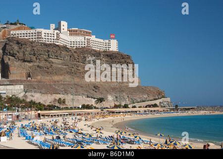 Gran Canaria: Hotel Rui Vistamar Overlooking Playa De Los Amadores Near Puerto Rico Stock Photo