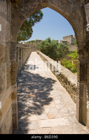 Ramparts Of The Castelo De Sao Jorge Castle, Lisbon, Portugal Stock Photo