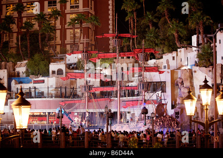 Treasure Island Hotel Casino Evening Pirate Show Stock Photo