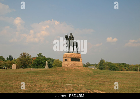 The statue of General Major General George Gordon Meade on his horse, Cemetery Ridge, Gettysburg National Military Park. Stock Photo