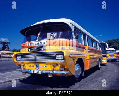 Valletta, Old Yellow Bus Stock Photo