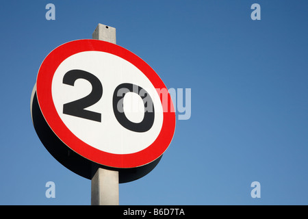 British 20 miles per hour road sign. Stock Photo