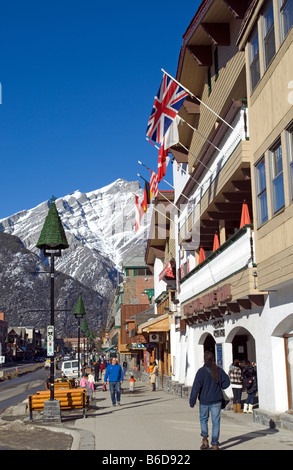 Alberta, Canada. Mount Norquay and downtown Banff, Banff National Park. Stock Photo