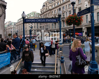 Oxford Circus underground station entrance  with many people London UK Stock Photo