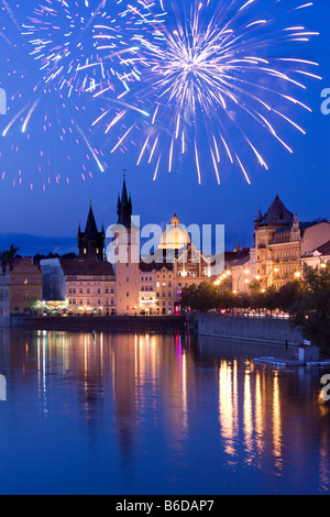 SMETANA MUSEUM OLD WATER TOWER VLTAVA RIVER OLD TOWN MALA STRANA PRAGUE CZECH REPUBLIC Stock Photo