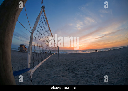Fisheye view of Sunset on Venice Beach on the Gulf Coast of Florida Stock Photo