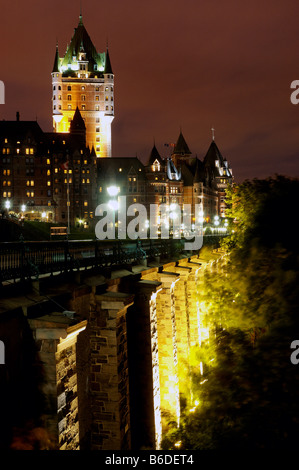 The Chateau Frontenac at night Stock Photo