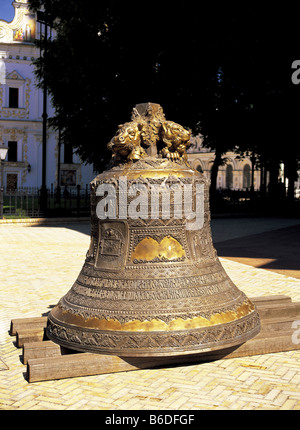 Giant bell removed for restoration at Church of the Assumption, Lavra, Kiev, Ukraine Stock Photo