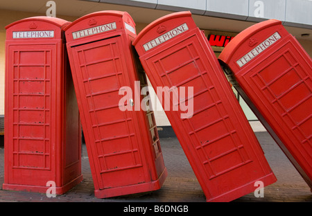 Red Public Telephone Boxes in Kingston Upon Thames Surrey Stock Photo