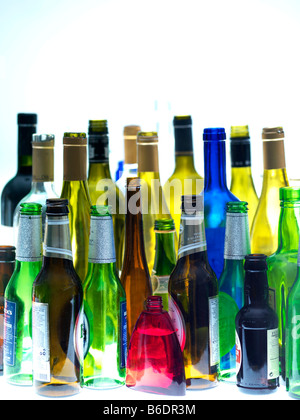 Empty wine and beer bottles Stock Photo