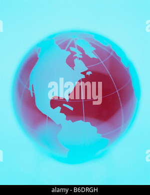 Earth globe centred on North America. Stock Photo